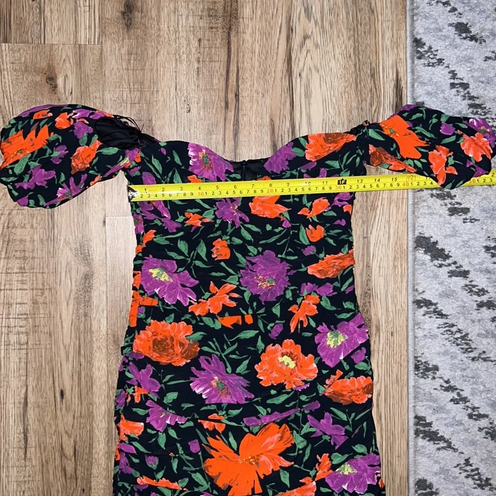 NEW! Zara Floral Print Off the Shoulder Mini Dress - Picture 13 of 13